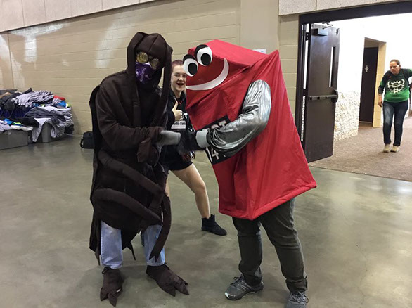 Wobot making friends with the RadioActive Roaches #2556  mascot!