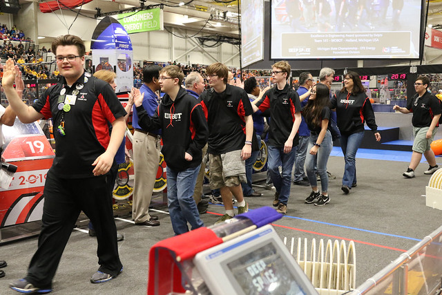 Our team going through the judges line after being announced with winning the Excellence in Engineering Award