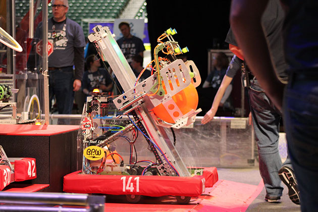 A great photo of the robot before a match started