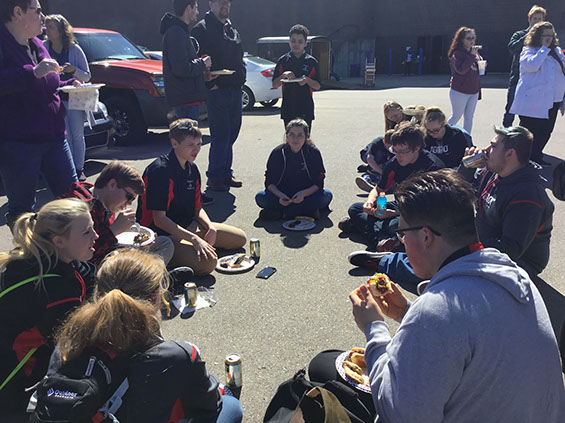 Tail gate picnic on Saturday, the students enjoying the sun.