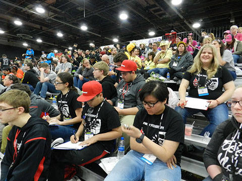 Our  students hard at work, scouting during matches.