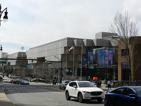 An  outside view of Cobo Center where the competitions were held for the first time this year.