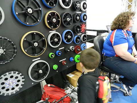 Andymark also had  a large  display of  different wheels available  in  their  stock.