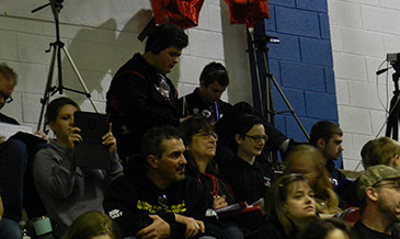 Our scouting team up at the top of the stands to get a birds eye view of the matches.