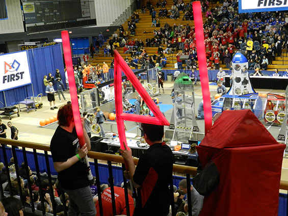 Our cheering crowd waiting for their cue to cheer