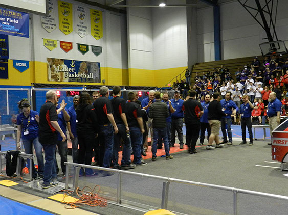 A picture of our team going through the line of judges for winning the District Chairman's Award!!!