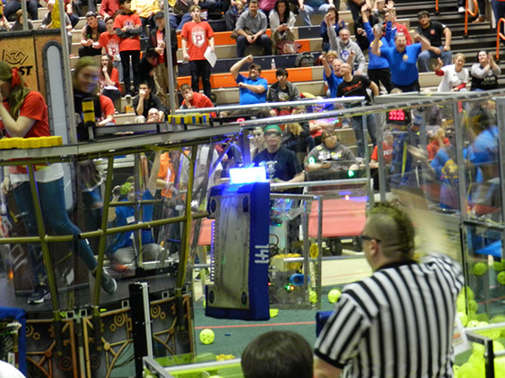 Our bot hanging at the end of a match