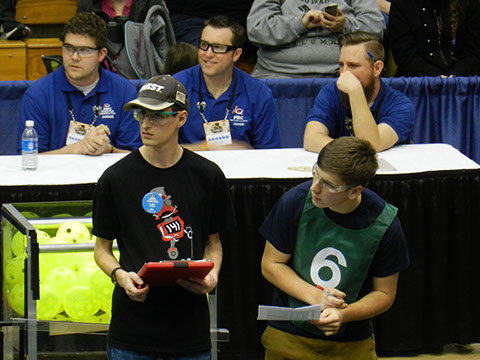 Nate and our alliance captain picking the third alliance partner.