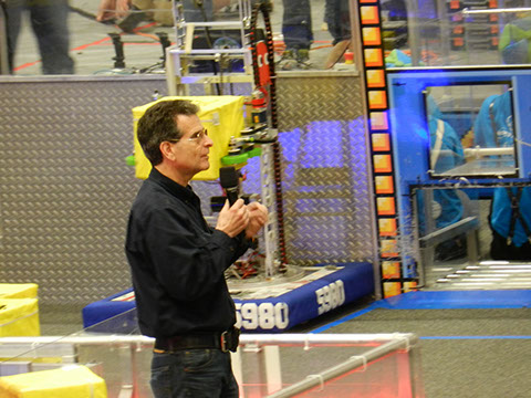 The founder of first Dean Kamen came and gave the teams words of  encouragement.