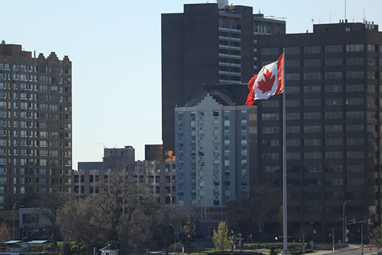 We can see Canada from across the river