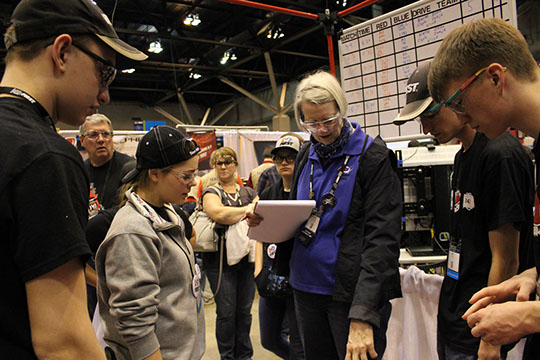 The team talking to a judge.