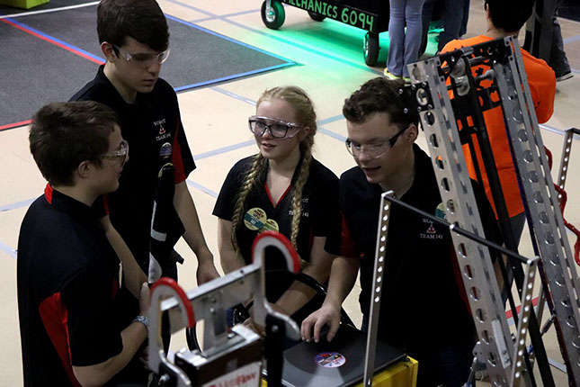 Our drive team chatting while waiting for our next match.