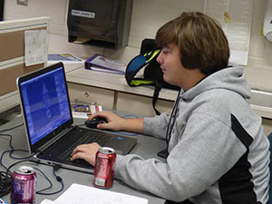 Student on computer