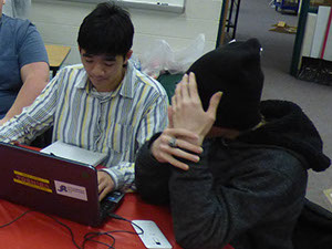 Students working on computer